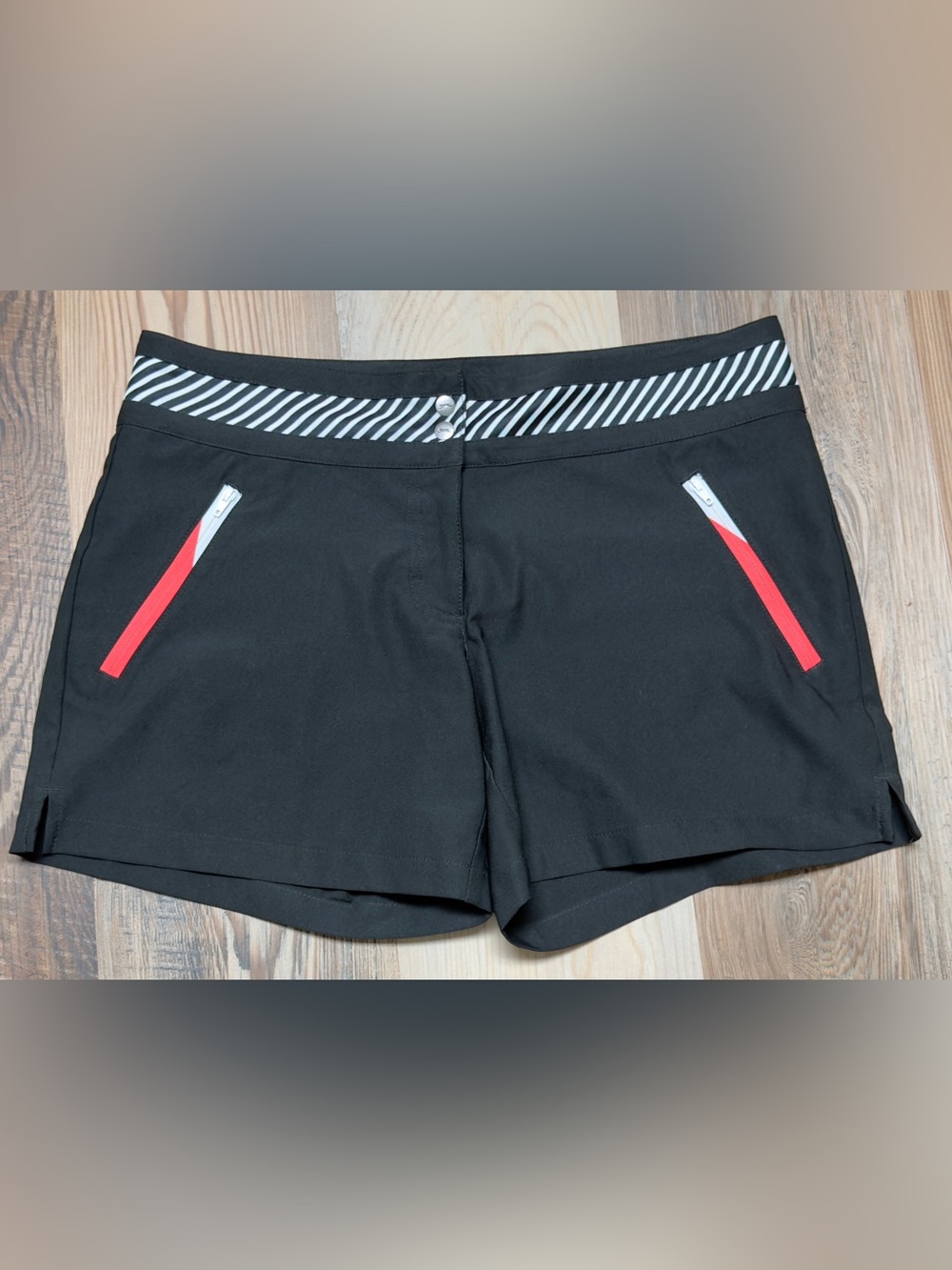 Slazenger Women's Black Golf Shorts Size 4 Stripe Waist